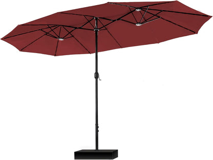 15ft Large Outdoor Patio Umbrella with Base – LED Light Option